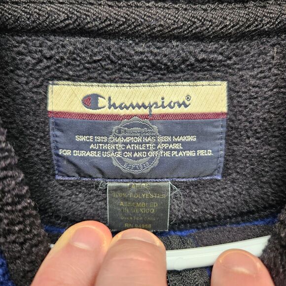 Vintage Champion Fleece Vest Mens Size Large‎ Blue Full Zip - Picture 4 of 9